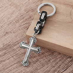 Porte-clés croix style punk en acier inoxydable 304&nbsp;GV8385