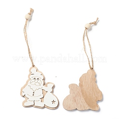Décorations de pendentif en bois naturel sur le thème de noël&nbsp;HJEW-P010-15
