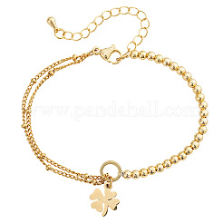 Armbänder mit vierblättrigem Kleeblatt-Anhänger aus Edelstahl 304&nbsp;UY0745-2