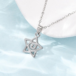 Colliers à pendentif étoile en acier inoxydable 304 avec chaîne câble pour hommes et femmes&nbsp;NJEW-K308-01B-P