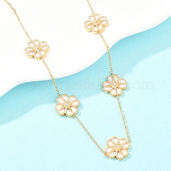 Колье и серьги-гвоздики из нержавеющей стали 304 с цепочками в виде цветочных звеньев из смолы.&nbsp;SJEW-Z005-02G-01