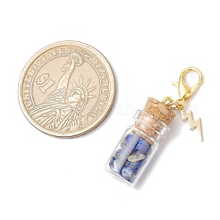 Кулон в виде стеклянной бутылки с кристаллами лазурита&nbsp;HJEW-JM03307-03