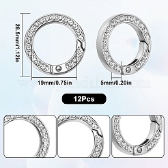 12 шт. сплав кристалл горный хрусталь пружинные затворные кольца&nbsp;FIND-SC0012-68P