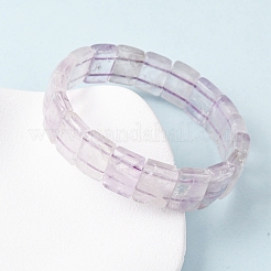 Braccialetti elastici rettangolari con perline di ametista naturale per donne e uomini&nbsp;BJEW-Z149-01D