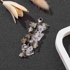 Decorazioni pendenti con perline di cristallo di quarzo naturale e labradorite&nbsp;HJEW-JM01234-03