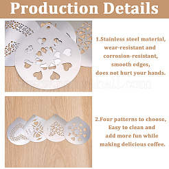 4 шт. 4 стиля формы для кофе латте из нержавеющей стали 304&nbsp;AJEW-GF0012-40B