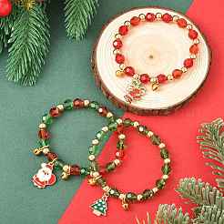 Браслеты из пластика и стеклянных бусин ccb&nbsp;BJEW-FS00029