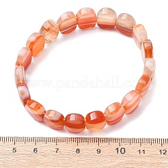 Bracelets extensibles en perles facettées d'agate rubanée naturelle teintée et chauffée pour femmes&nbsp;BJEW-K251-07I