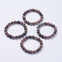 Натуральный Rhodonite бисера браслеты простирания&nbsp;BJEW-I253-10mm-26
