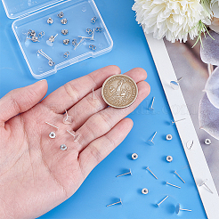 925 серебряная фурнитура для плоских серег-пусетов&nbsp;STER-PH0002-77