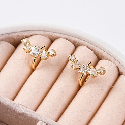 Серьги-манжеты из латуни с микропаве из прозрачного кубического циркония&nbsp;EJEW-H147-16G