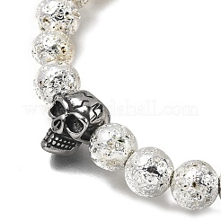 Braccialetti di pietra lavica naturale placcati in oro per Halloween&nbsp;BJEW-JB12332-03