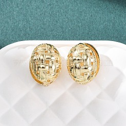 Плетеные овальные латунные серьги-кольца&nbsp;EJEW-H178-12G