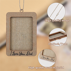 Прямоугольник со словами я люблю тебя папа деревянная подвесная фоторамка&nbsp;HJEW-SP0001-19A