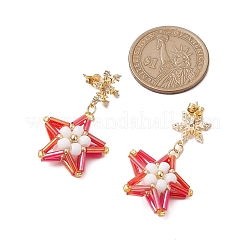 Boucles d'oreilles à tige en forme d'étoile en verre&nbsp;EJEW-MZ00256-05