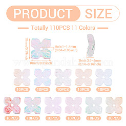 110 шт. 11-цветные прозрачные стеклянные колпачки для бусин&nbsp;DGLA-TA0001-39