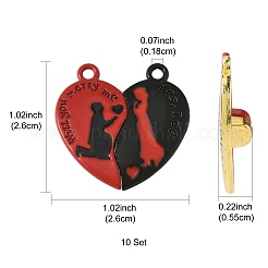 10 пакетик окрашенных распылением сплавных красных и черных эмалевых разделенных подвесок&nbsp;FIND-FS0004-21