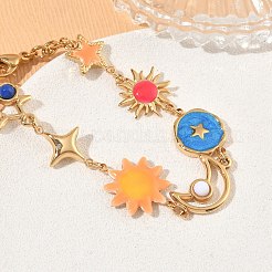 Pulseras de eslabones de acero inoxidable 304 esmaltadas con estrellas&nbsp;SA-CBA7107-06G