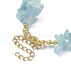 Braccialetto con scaglie di acquamarina naturale e perline&nbsp;BJEW-TA00349-03