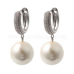 Круглые серьги-кольца из латуни с микропаве из прозрачных кубических цирконий&nbsp;EJEW-H180-01A-P