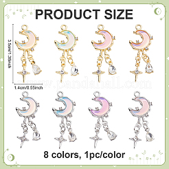 8шт 8 цвета подвески из сплава стекла&nbsp;FIND-ME0002-02