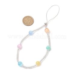 3 chaîne de dragonne ronde en perles de sélénite naturelle teintée de 3 couleurs&nbsp;HJEW-JM03363