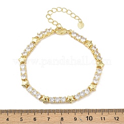 Латунные браслеты-цепочки с микропаве из прозрачных кубических цирконий для женщин&nbsp;BJEW-P366-02A-G