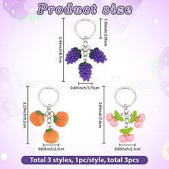 3шт 3 стили пластиковых брелоков&nbsp;KEYC-GF0001-25