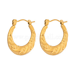 Pendientes de aro ovalados texturizados de acero inoxidable 304 para mujer&nbsp;NR0139
