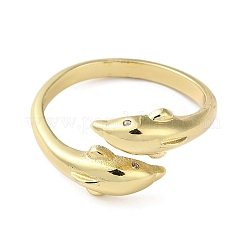 Offene Manschettenringe aus Messing mit Zirkonia&nbsp;RJEW-Z017-01G