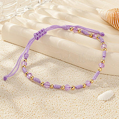 Браслеты из плетеных бусин из стекла и латуни&nbsp;ZQ2730