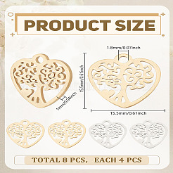 8 шт. подвески из нержавеющей стали 201 двух цветов&nbsp;STAS-LP0004-55
