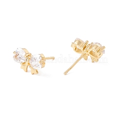 Серьги-гвоздики с бантом из прозрачного кубического циркония&nbsp;EJEW-F282-43G