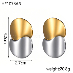 Pendientes colgantes redondos planos bicolor de acero inoxidable 304&nbsp;STAS-OY016-84G
