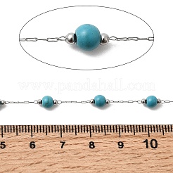 Бусины из синтетической бирюзы ручной работы и круглые звенья из нержавеющей стали 316&nbsp;CHS-L033-08P