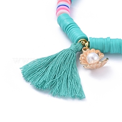 Bracciali elasticizzati fatti a mano in perle di argilla polimerica&nbsp;BJEW-JB05088-05