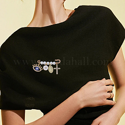 4 stücke 4 arten legierung strass mit emaille bösen blick kreuz herz jungfrau maria kilt pins mit charme&nbsp;JEWB-BM0001-03