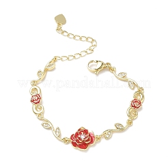 Bracciali a catena con micro pavé di zirconi cubici trasparenti in ottone per donna&nbsp;BJEW-C156-05G
