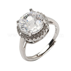 925 серебряное кольцо с кубическим цирконием в микропаве&nbsp;RJEW-B134-01A-03