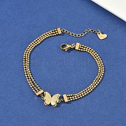 Ионное напыление (IP) многорядные шариковые цепочки из нержавеющей стали 304&nbsp;BJEW-D429-01G