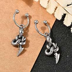 Серьги-полукольца в форме змеи из хирургической нержавеющей стали 316 для женщин&nbsp;EJEW-G416-50AS