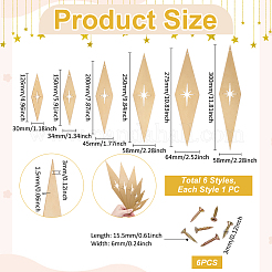 6 pieza de rombo de hierro con estrella para montar en la pared&nbsp;DIY-WH0678-94B