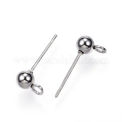 Anlaufgeschützte Ohrstecker-Beschläge aus 304er Edelstahl mit Kugeln&nbsp;LS-STAS-G099-09P
