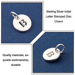 2 шт. 925 плоских круглых полых подвески из стерлингового серебра с соединительными кольцами&nbsp;STER-PH0002-83B