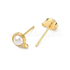 Messing ABS Imitation Perle halbrunde Ohrstecker Zubehörse&nbsp;XGR0101G-118G