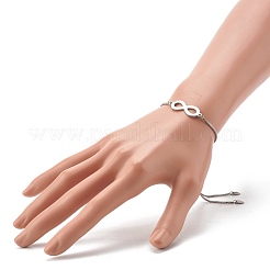 Bracelet coulissant réglable avec breloque symbole de l'infini résistant au ternissement pour hommes et femmes&nbsp;BJEW-JB06688-02