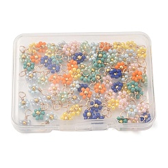 80 breloque fleur en perles de verre bicolores&nbsp;FIND-DC0003-64