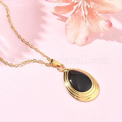 Set di orecchini a lobo e collane con pendente a goccia in acciaio inossidabile 304 smaltato per donna&nbsp;SA-CBA46AF-21G