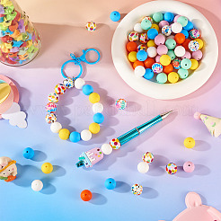 76шт круглые силиконовые фокусные бусины&nbsp;SIL-TA0001-94