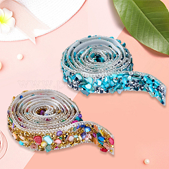 2 стиль отделки из смоляных стразов и бусин&nbsp;DIY-CY0002-11B